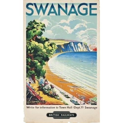 Vintage Swanage Dorset British Rail Railway Poster A3/A2/A1 