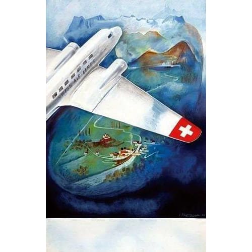 Vintage Swiss Air Airline Poster A3/A4 Print - Posters 