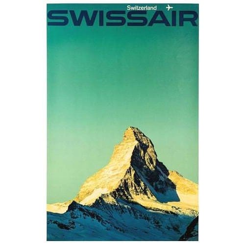 Vintage Swiss Air Flights to Switzerland Matterhorn Airline 