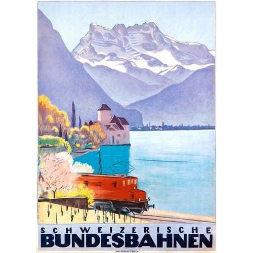 Vintage Swiss Bundesbahnen Railway Poster A3 Print - A3 - 
