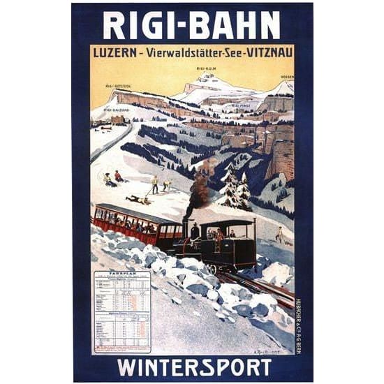 Vintage Switzerland Lucerne Vitznau Mountain Railway Poster 