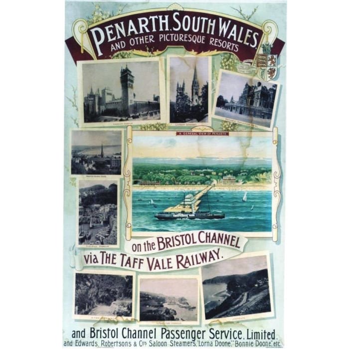 Vintage Taff Vale Railway Penarth South Wales Railway Poster
