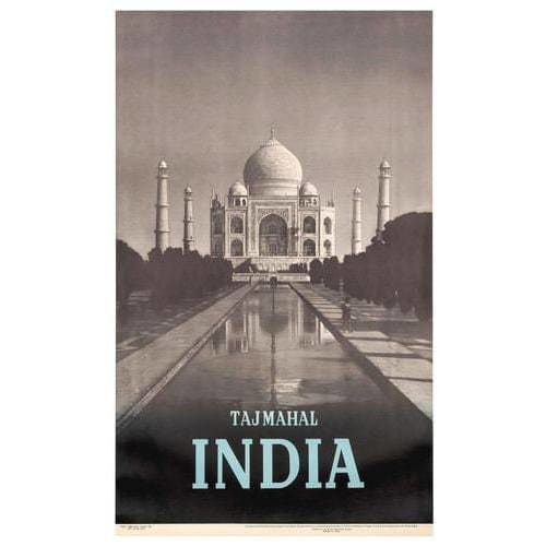 Vintage Taj Mahal India Tourism Poster A4/A3 Print - Posters