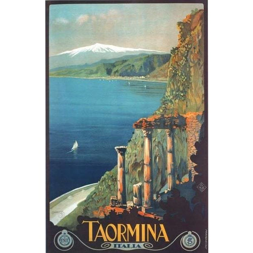 Vintage Taormina Sicily Italian Tourism Poster A3/A2/A1 
