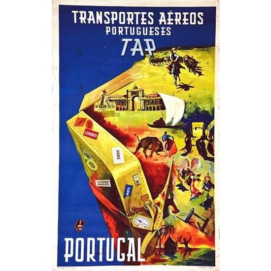 Vintage TAP Portugal Airline Poster A3 Print - A3 - Posters 