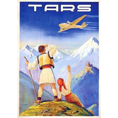Vintage TARS Rumanian Airline Poster A3/A4 Print - Posters 