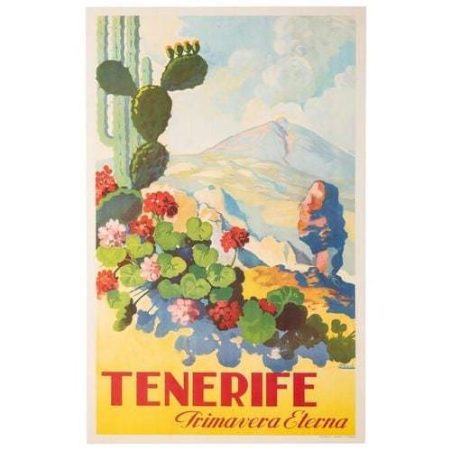 Vintage Tenerife Canary Islands Tourism Poster A3 Print - A3