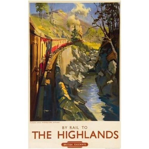 Vintage The Highlands British Rail Railway Poster A3/A2/A1 