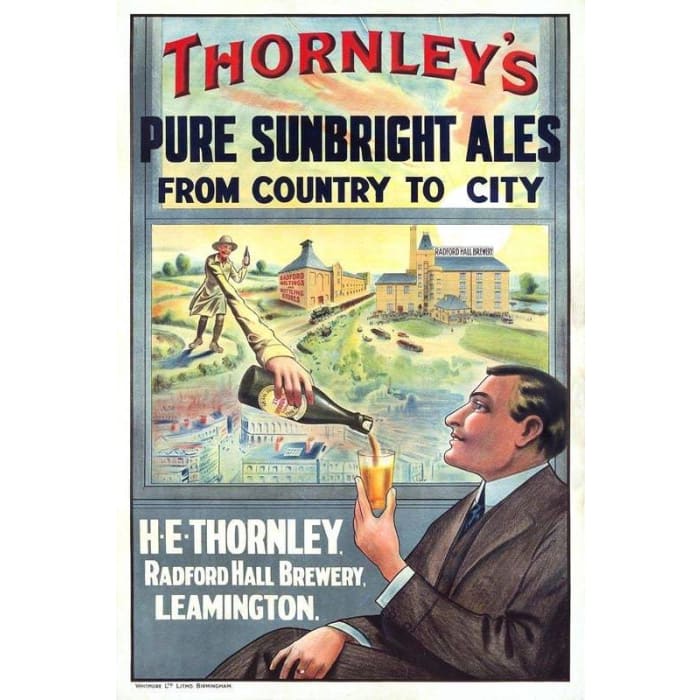 Vintage Thornleys Brewery Leamington Spa Advertisement 