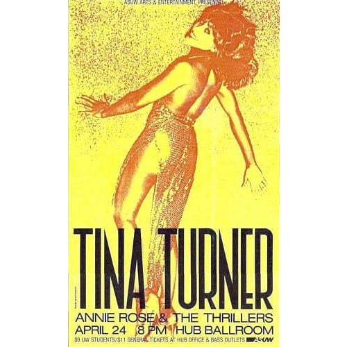 Vintage Tina Turner Washington University Concert Poster 