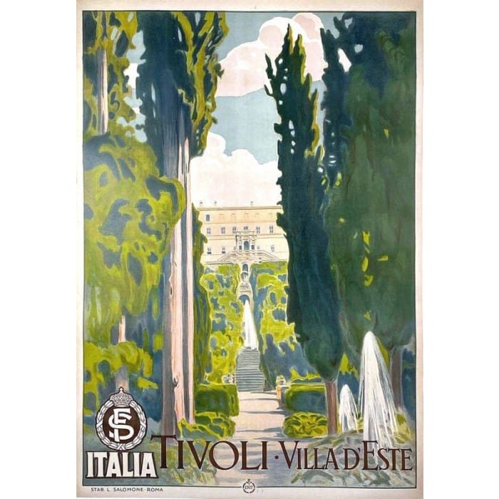 Vintage Tivoli Villa D’Este Italy Tourism Poster Print A3/A4