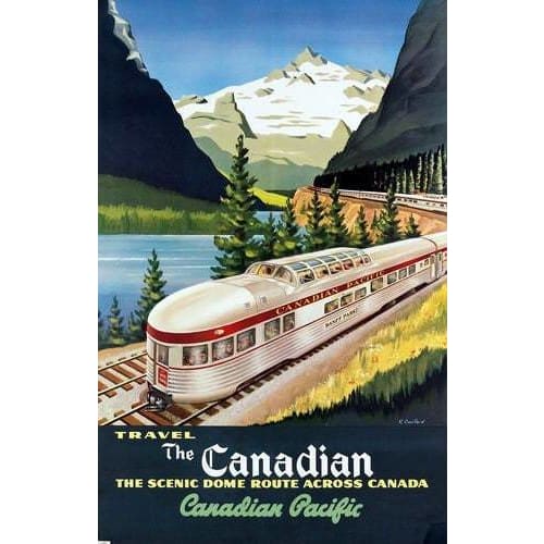 Vintage Trans Canada The Canadian Railway Tourism Poster 