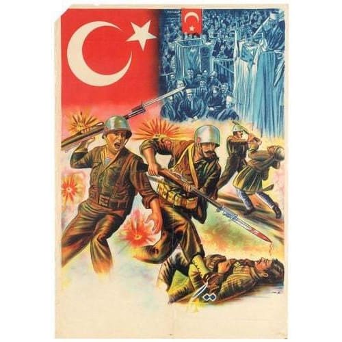 Vintage Turkey Turkish War of Independance Poster A3 Print -