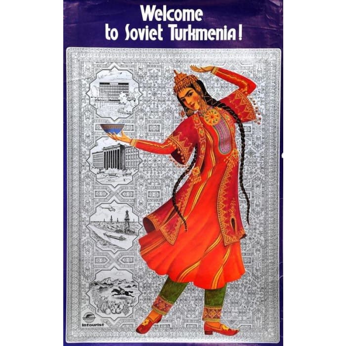 Vintage Turkmenistan Soviet Era Tourism Poster Print A3/A4 -