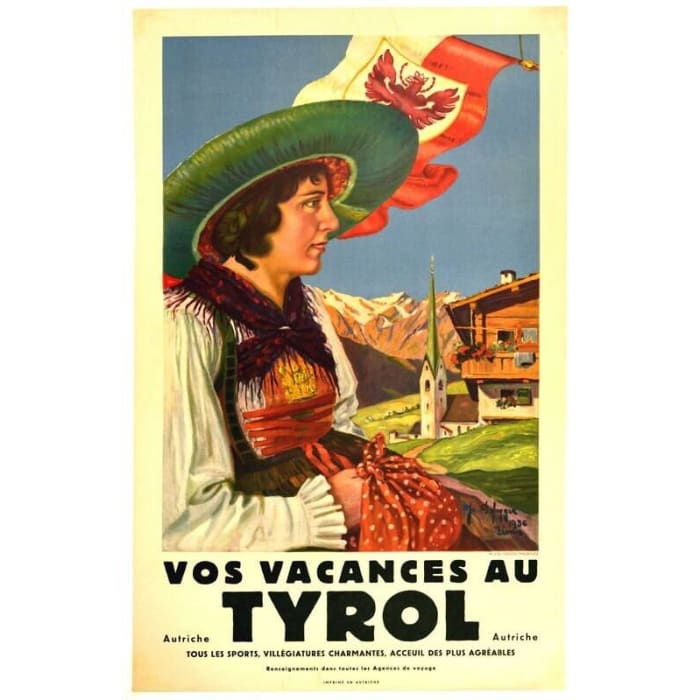 Vintage Tyrol Austria French Language Tourism Poster Print 