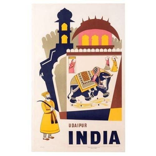 Vintage Udaipur India Tourism Poster A4/A3 Print - Posters 