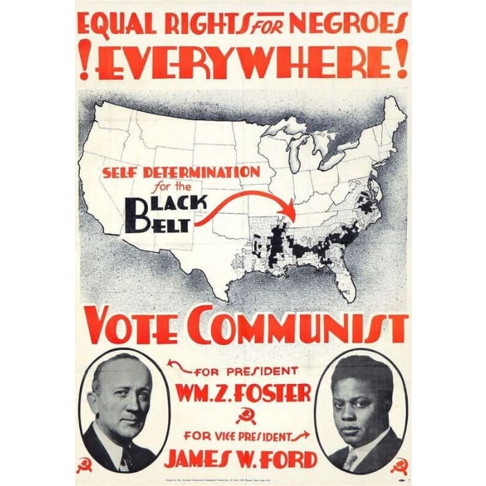 Vintage United States Communist Party Election Poster Print 