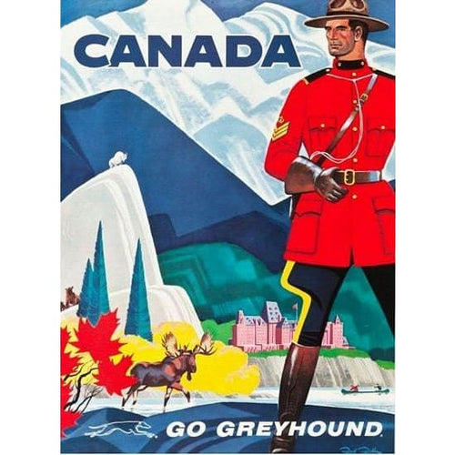 Vintage US Greyhound Coaches Canada Tourism Poster A3 Print 