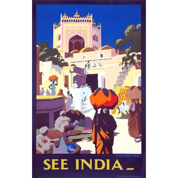 Vintage Visit India Fatehpur Sikri Tourism Poster Print 