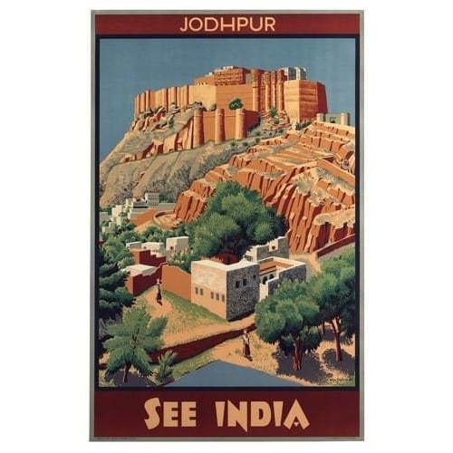 Vintage Visit India Jodhpur Tourism Poster A3/A4 Print - 