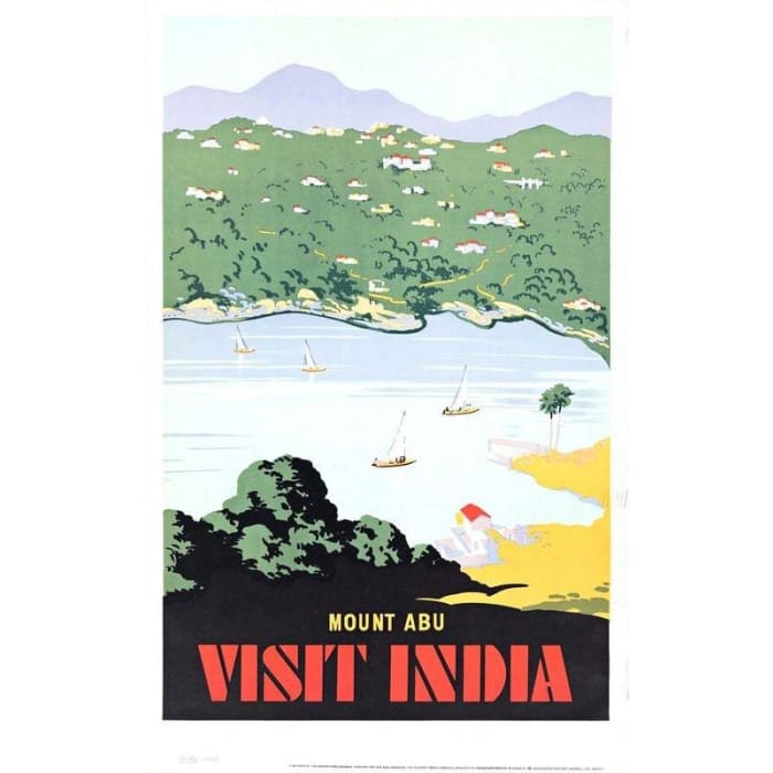 Vintage Visit India Mount Abu Tourism Poster Print A3/A4 - 