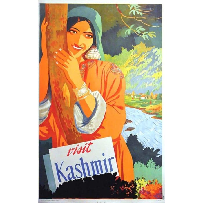 Vintage Visit Kashmir India Tourism Poster Print A3/A4 - 