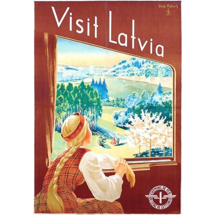 Vintage Visit Latvia Tourism Poster Print A3/A4 - Posters 