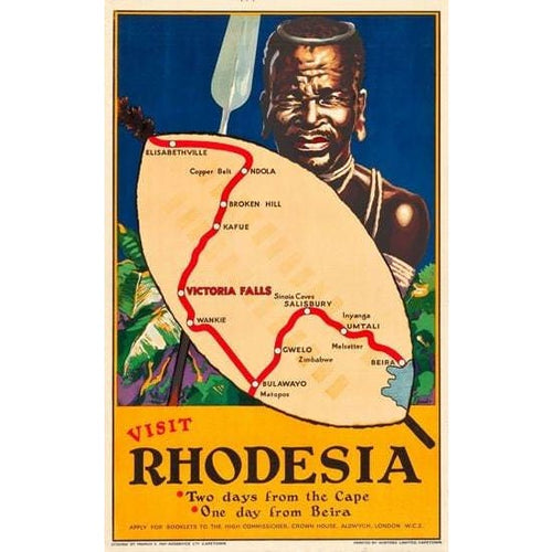 Vintage Visit Rhodesia Tourism Poster A3 Print - A3 - 