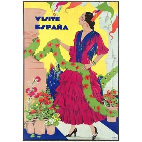 Vintage Visit Spain Tourism Poster A4/A3 Print - Posters 