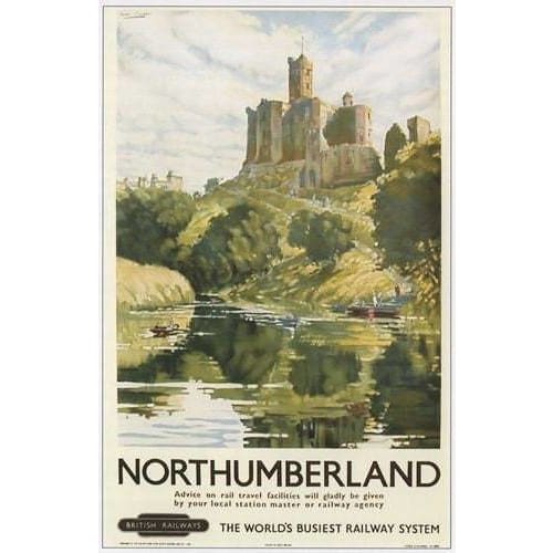 Vintage Warkworth Castle Northumberland British Rail Railway