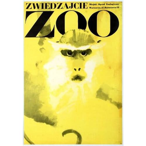 Vintage Warsaw Zoo Monkeys Tourism Poster A4/A3 Print - 