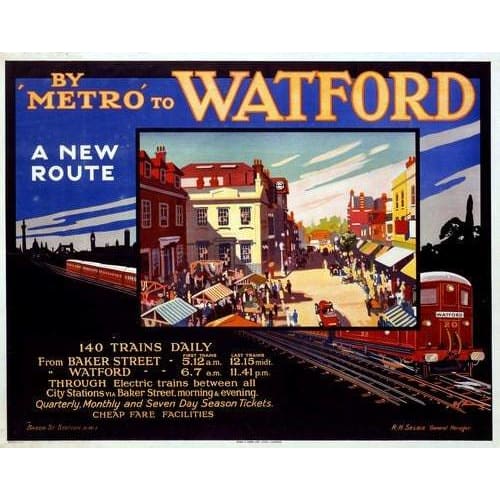 Vintage Watford by Public Transport From London Poster A3 