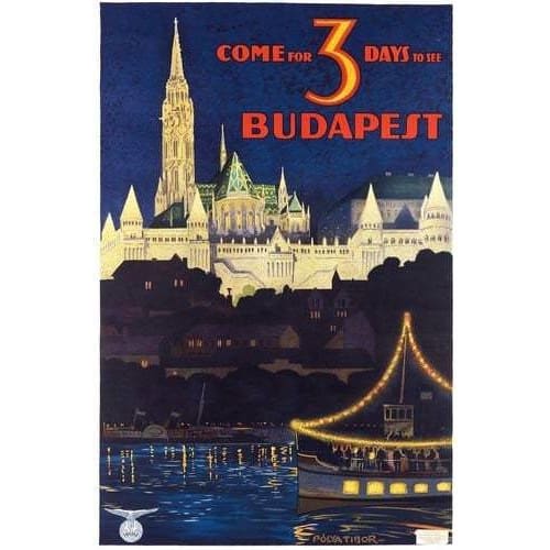 Vintage Weekend Breaks In Budapest Hungary Tourism Poster 