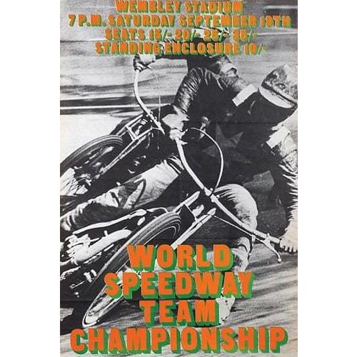 Vintage Wembley World Team Speedway Championship Poster 