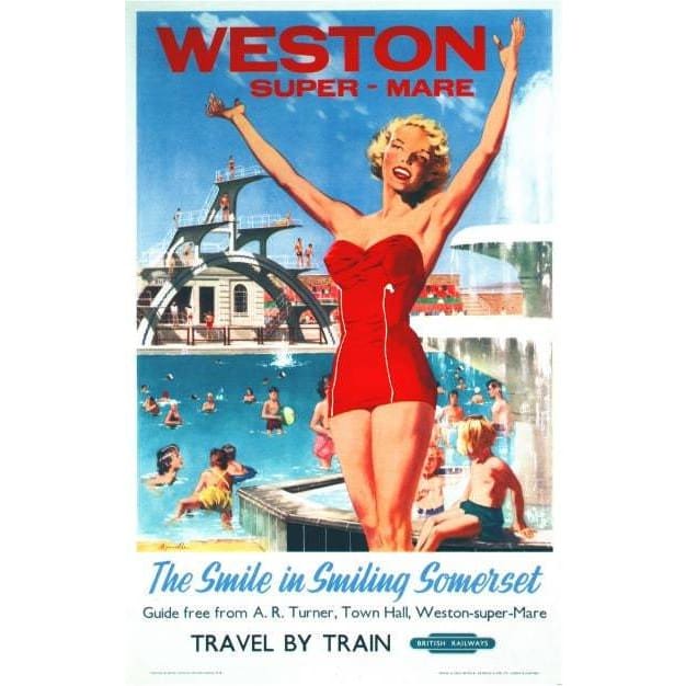 Vintage Weston Super Mare British Rail Railway Poster 