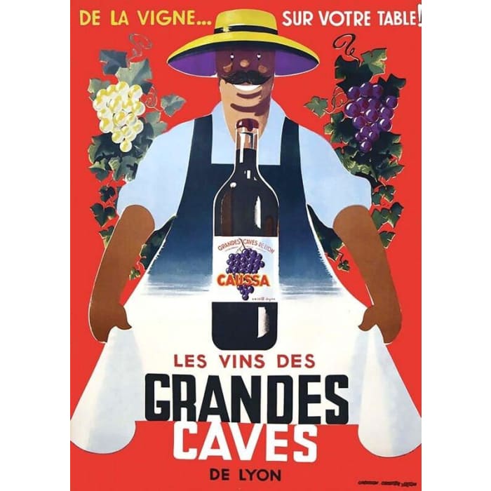 Vintage Wines of Lyon France Advertisement Poster Print 