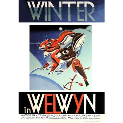 Vintage Winter In Welwyn Garden City UK Tourism Poster Print