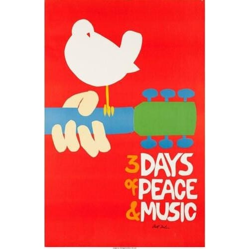 Vintage Woodstock 3 Days of Peace and Music Festival Poster 