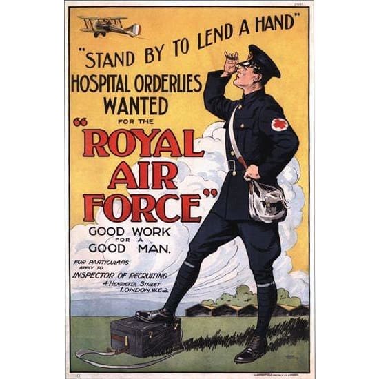 Vintage World war 1 RAF Hospital Orderlies Recruitment 