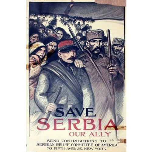 Vintage World War 1 Save Serbia Poster A3 Print - A3 - 