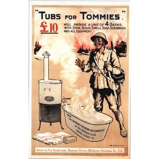 Vintage World War 1 Tubs For Tommies Appeal Poster A3/A2/A1 