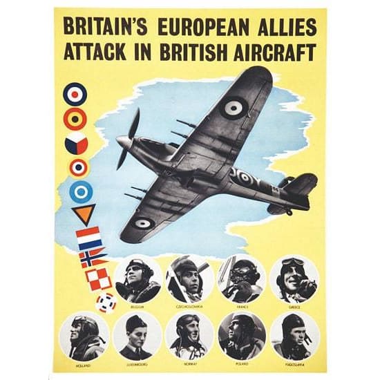 Vintage World War 2 Allied Pilots Poster A3 Print - A3 - 