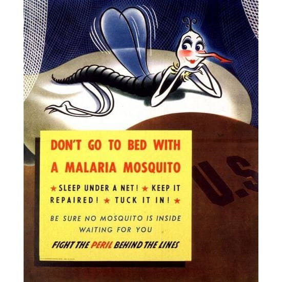 Vintage World War 2 Anti Malaria Poster A3 Print - A3 - 