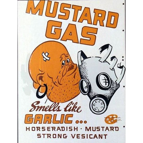 Vintage World War 2 Mustrad Gas Awareness Poster A3 Print - 