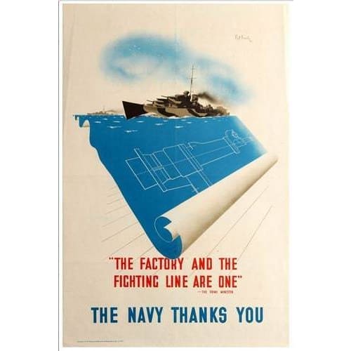 Vintage World War 2 The Navy Thanks You Poster A3 Print - A3