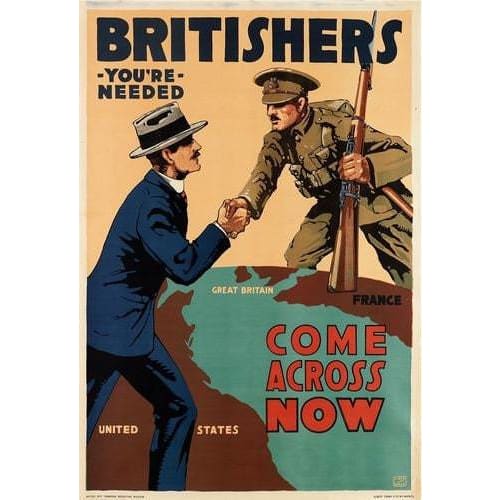 Vintage World War One British Recruitment Poster Print A3 - 
