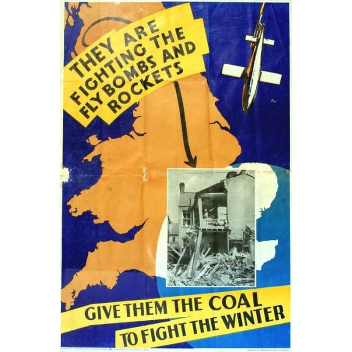 Vintage World War Two British Coal Mining Poster Print A3/A4