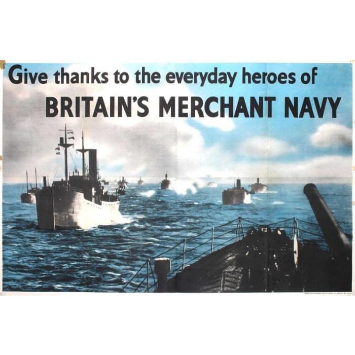 Vintage World War Two British Merchant Navy Poster Print 