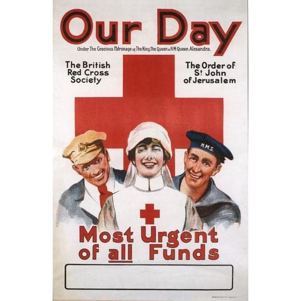 Vintage WW1 UK Red Cross Poster A3/A2/A1 Print - Posters 