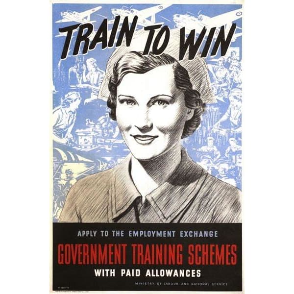 Vintage WW2 Train To Win UK Home Front Poster A3/A2/A1 Print